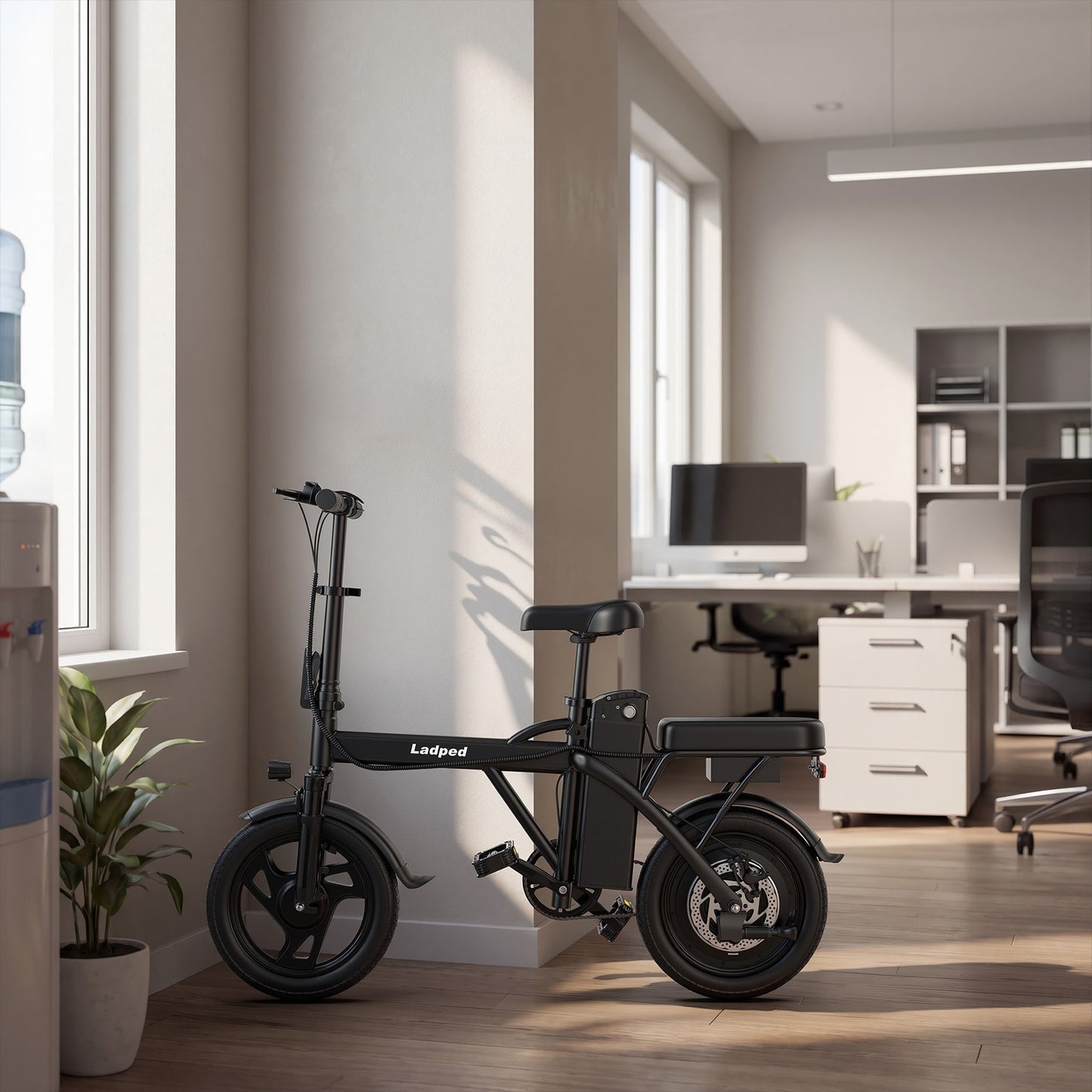 LADPED 14' Foladable Electric Bike Black 500W 48V, 20mph Range 30Miles