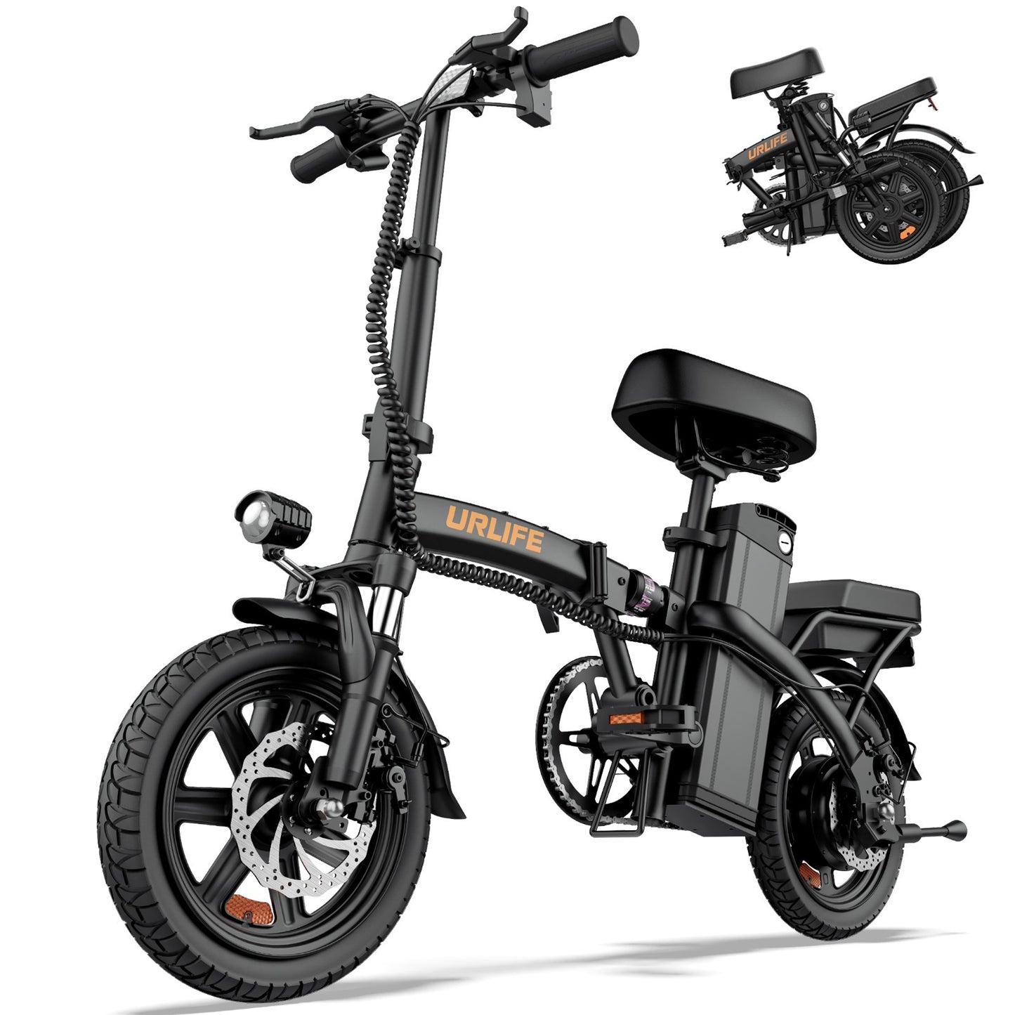 URLIFE 14"Folding Electric Bike for Adults,500W Peak Motor,48V 7.5AH Removable
