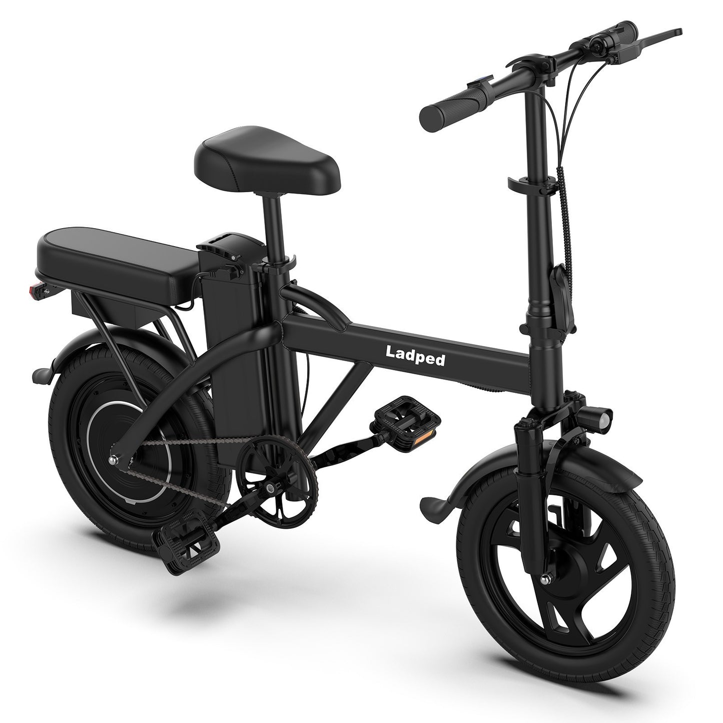 LADPED 14' Foladable Electric Bike Black 500W 48V, 20mph Range 30Miles