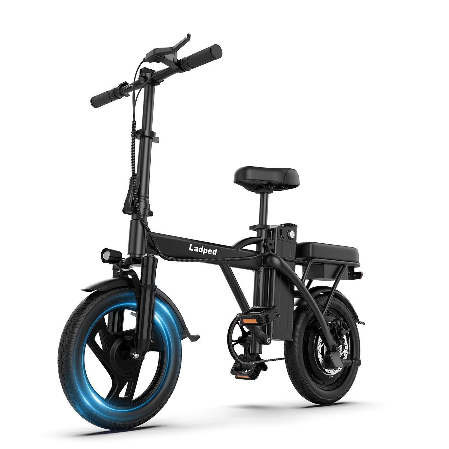 LADPED 14' Foladable Electric Bike Black 500W 48V, 20mph Range 30Miles