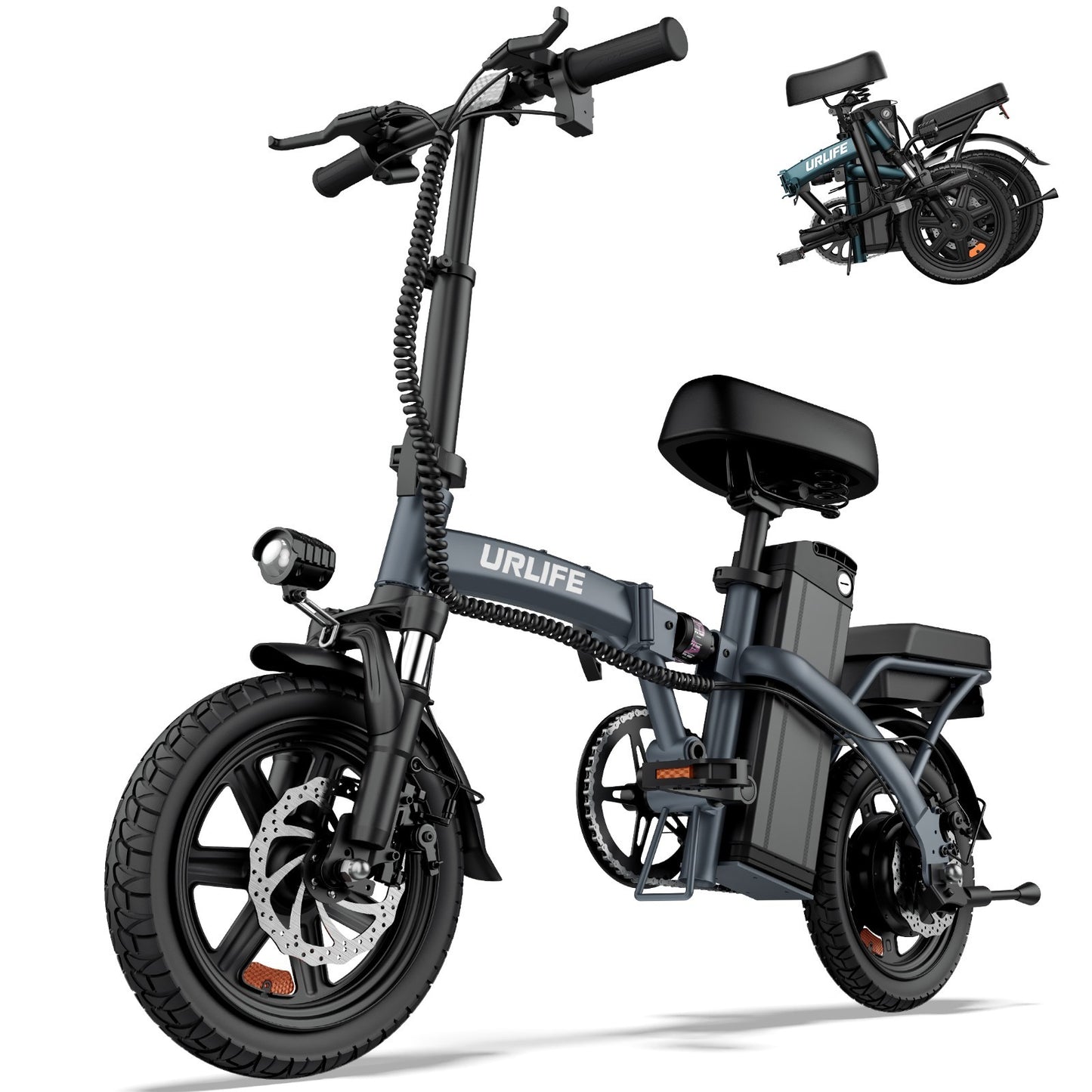 URLIFE 14"Folding Electric Bike for Adults,500W Peak Motor,48V 7.5AH Removable