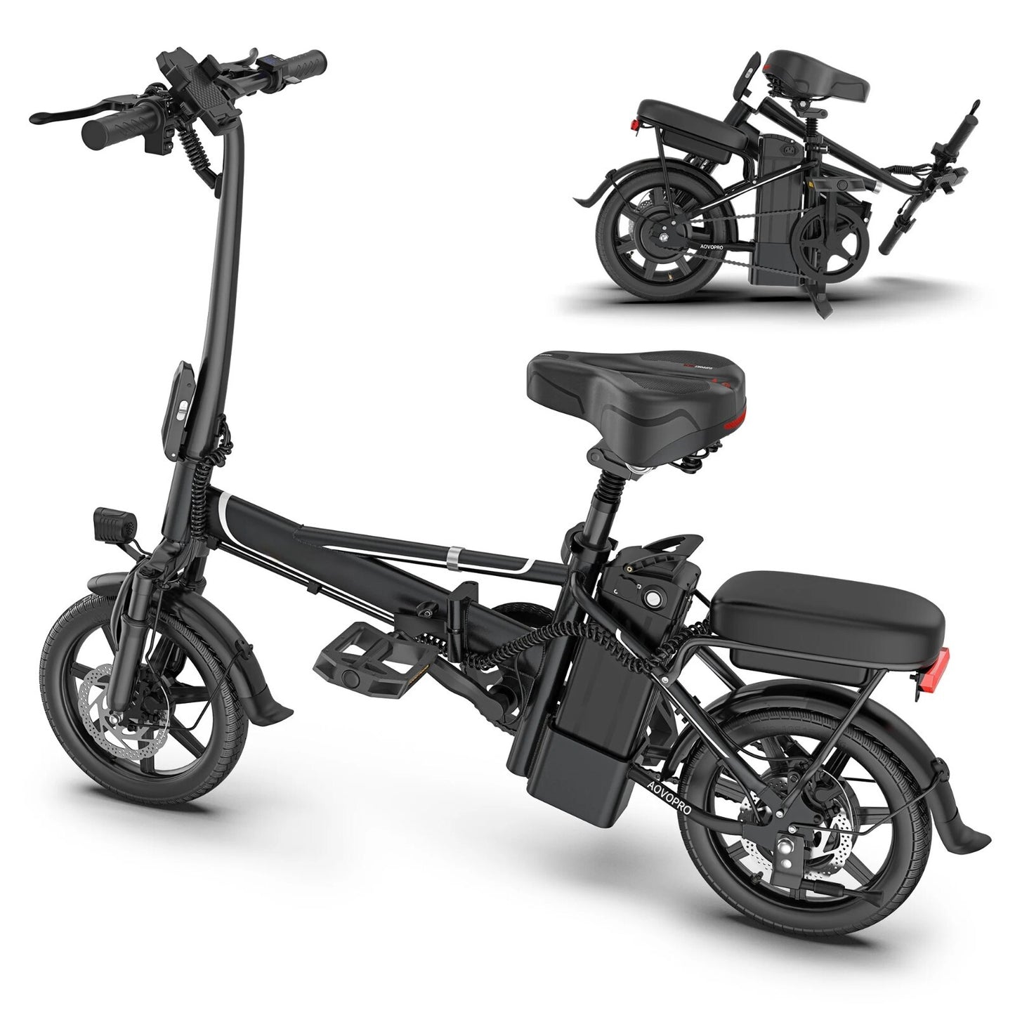 Ladped 14" Folding Electric Bicycles 22 MPH with Peak 750W ebike 48V 499.2WH