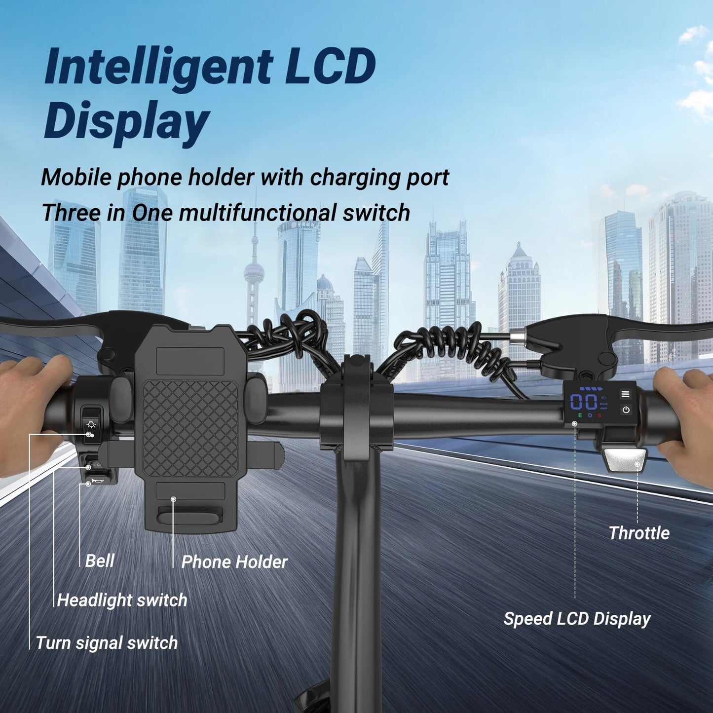 Ladped 14" Folding Electric Bicycles 22 MPH with Peak 750W ebike 48V 499.2WH