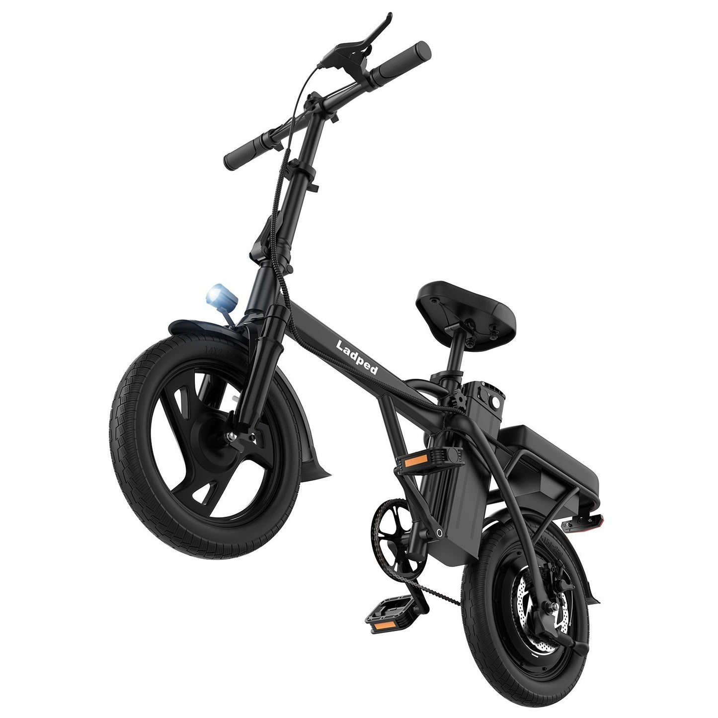 LADPED 14' Foladable Electric Bike Black 500W 48V, 20mph Range 30Miles