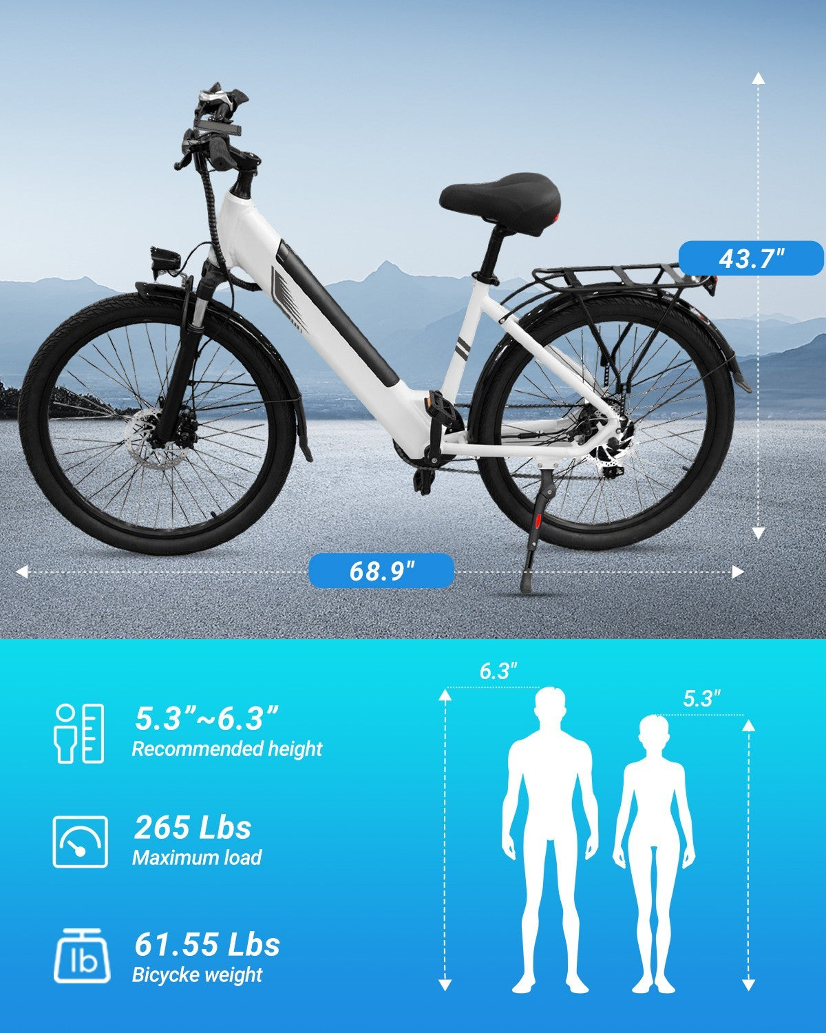 Electric Bike For Adults, 500W Motor 26" Electric Bicycle, 48V 10.4Ah Battery