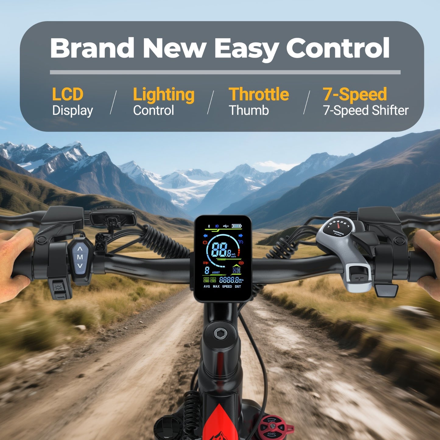 Ladped 26inch Electric Mountain Bike 22MPH Commuting Adults Electric Bicycle