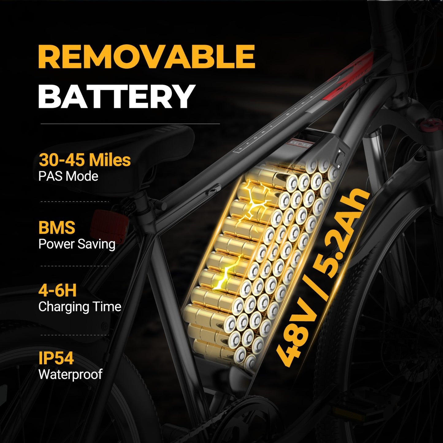 Ladped 26inch Electric Mountain Bike 22MPH Commuting Adults Electric Bicycle