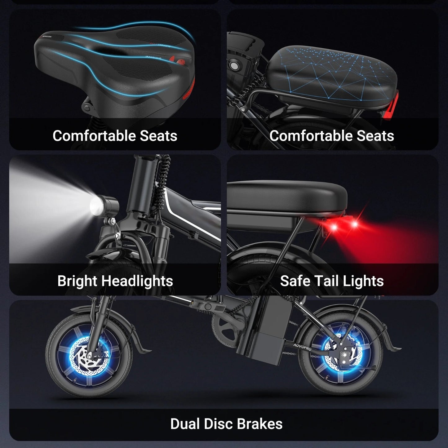 Ladped 14" Folding Electric Bicycles 22 MPH with Peak 750W ebike 48V 499.2WH
