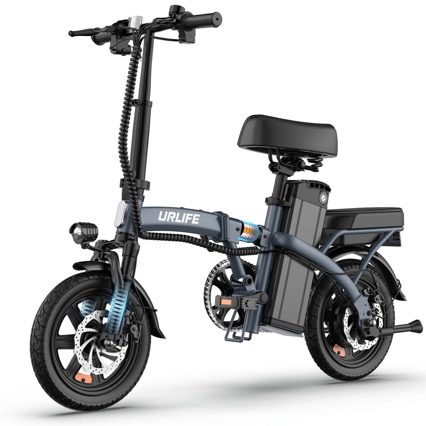 URLIFE 14"Folding Electric Bike for Adults,500W Peak Motor,48V 7.5AH Removable